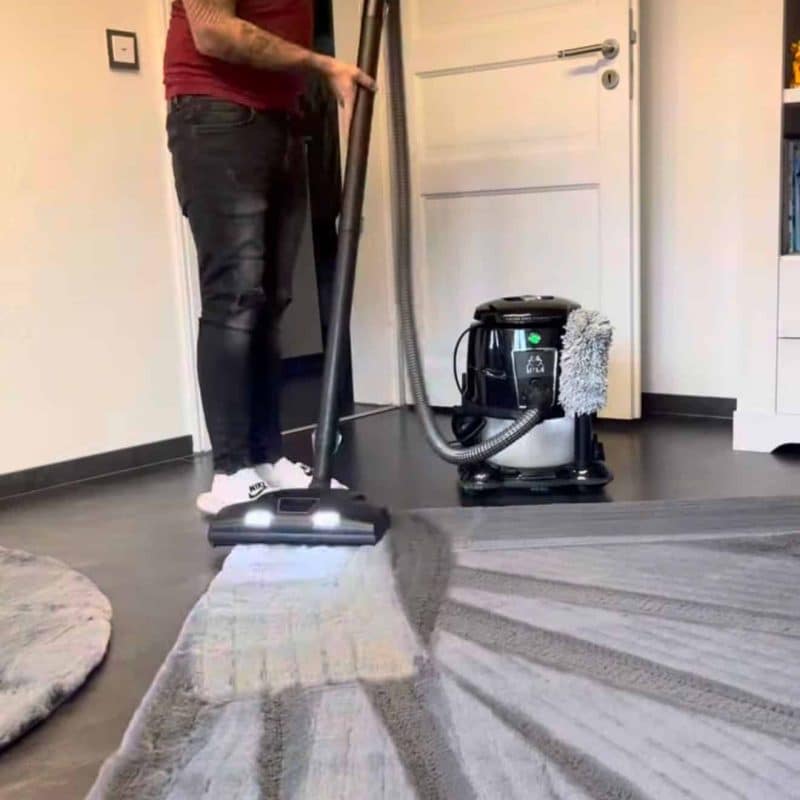 Gründliche Reinigung eines Wohnzimmers zur Reduzierung von Staub und Allergenen. HYLA live erleben