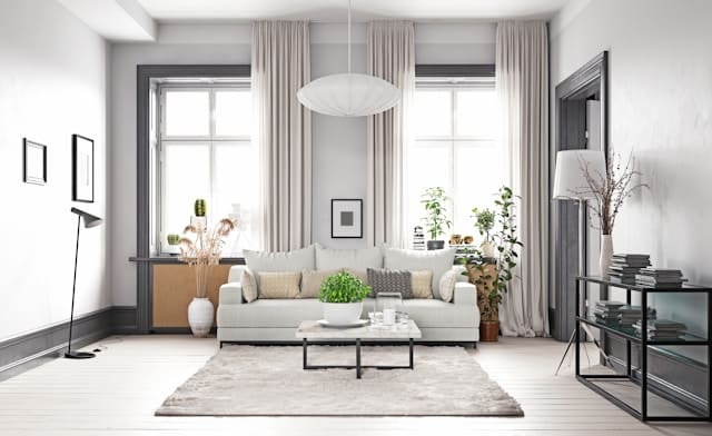 Helles Wohnzimmer mit frischer Raumluft